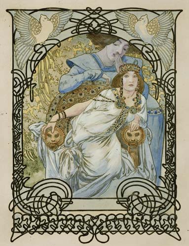 ALPHONSE MUCHA (1860-1939) [ILSÉE PRINCESSE DE TRIPOLI.] 1897. 138 hand-colored proofs. Bound in two ornate, silk-covered albums, all e